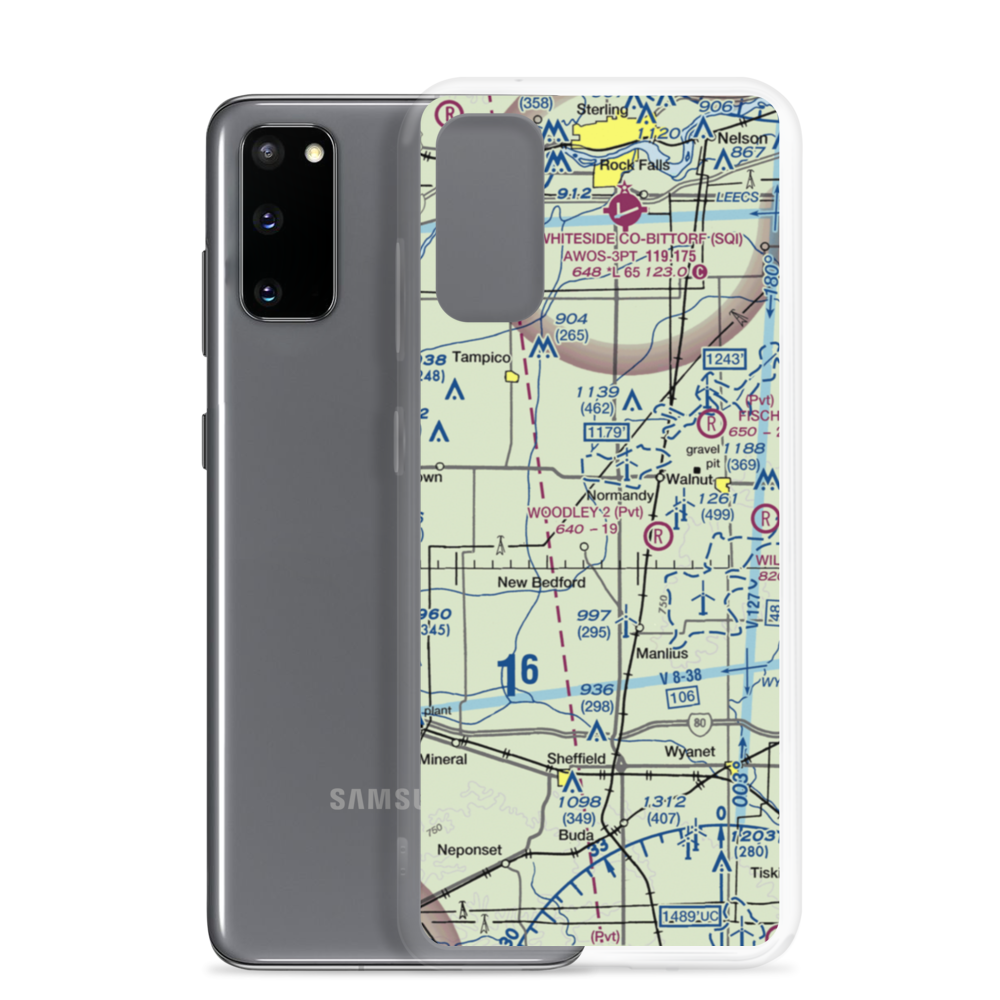 Woodley Aerial Spray Airport (IS73) VFR Sectional Samsung Case Samsung Galaxy S20 model shown