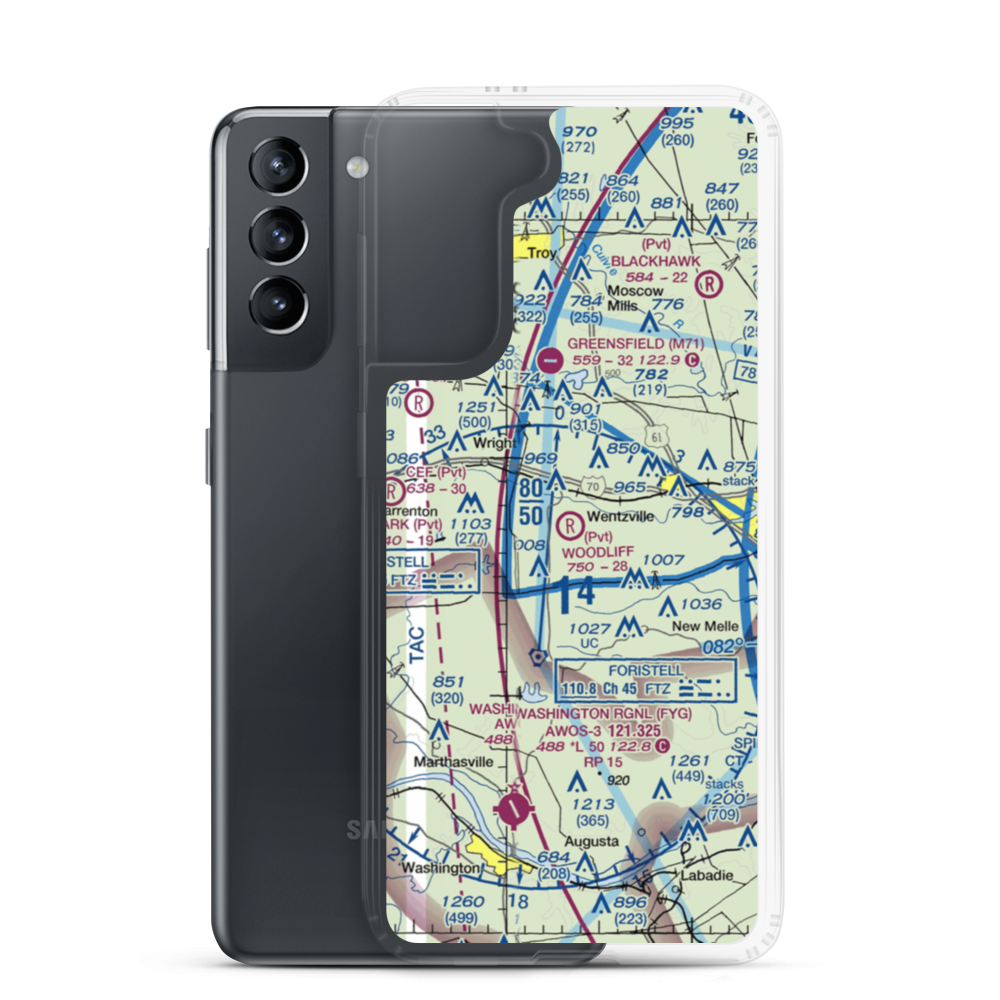 Woodliff Airpark (98MO) VFR Sectional Samsung Case Samsung Galaxy S21 model shown