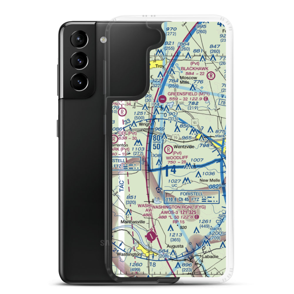 Woodliff Airpark (98MO) VFR Sectional Samsung Case Samsung Galaxy S21 Plus model shown