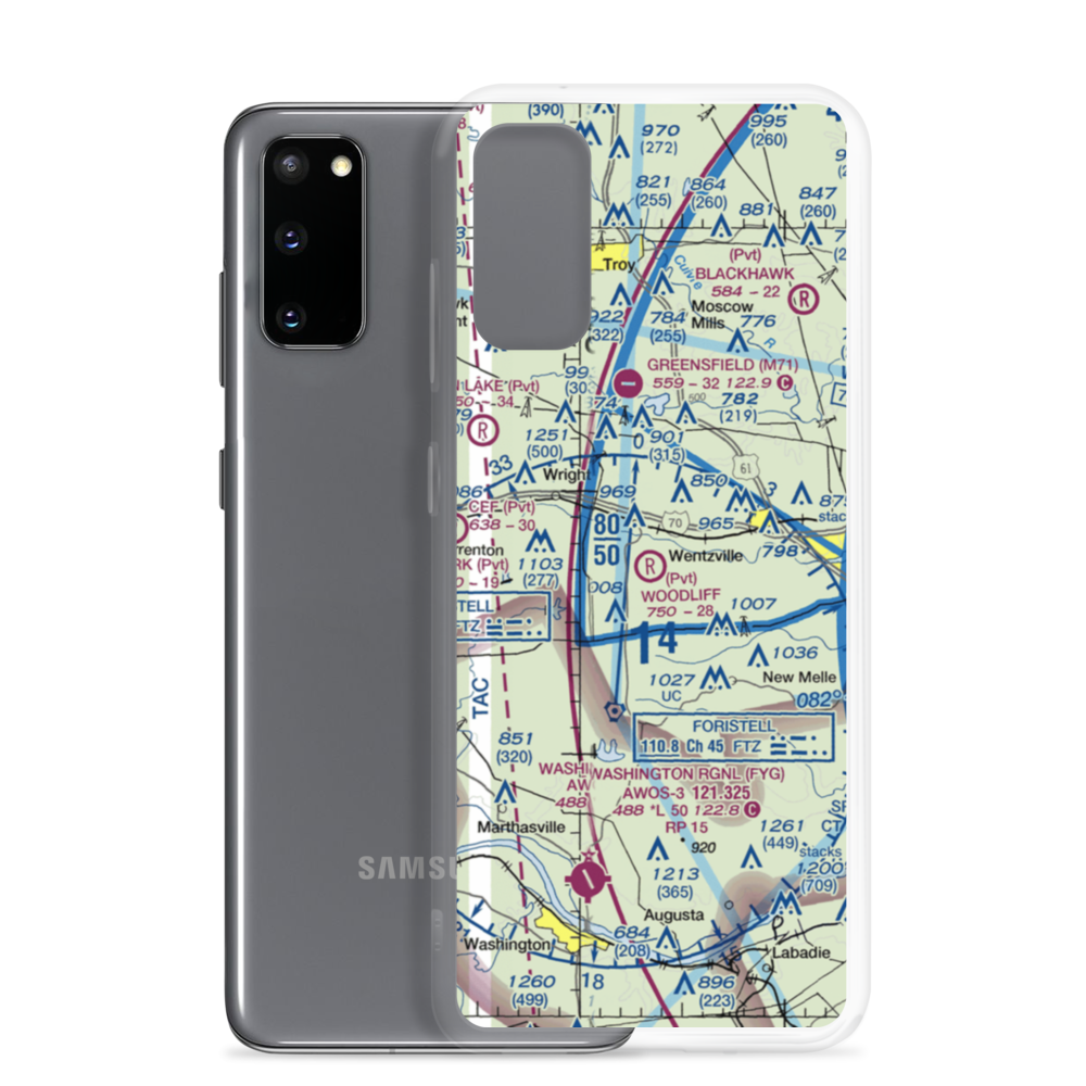 Woodliff Airpark (98MO) VFR Sectional Samsung Case Samsung Galaxy S20 model shown