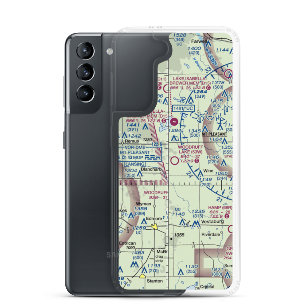 Woodruff Lake Airport (53W) VFR Sectional Samsung Case Samsung Galaxy S21 model shown