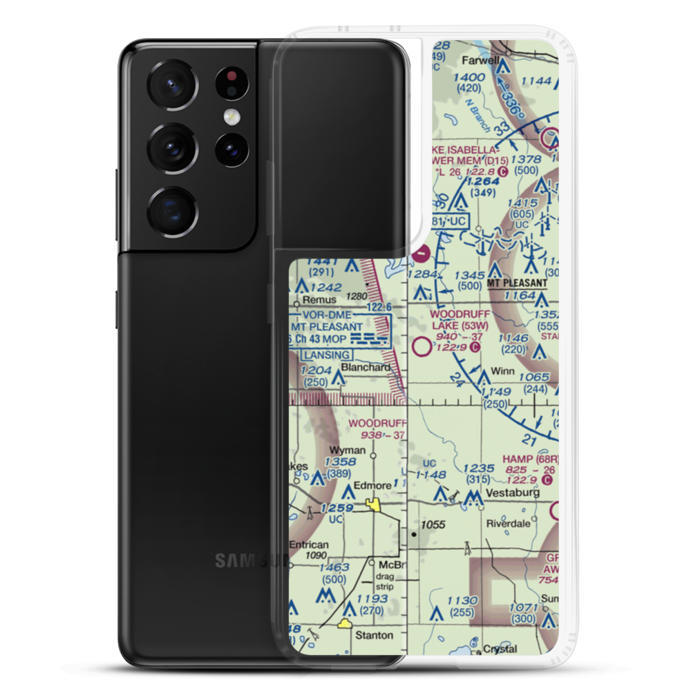 Woodruff Lake Airport (53W) VFR Sectional Samsung Case Samsung Galaxy S21 Ultra model shown
