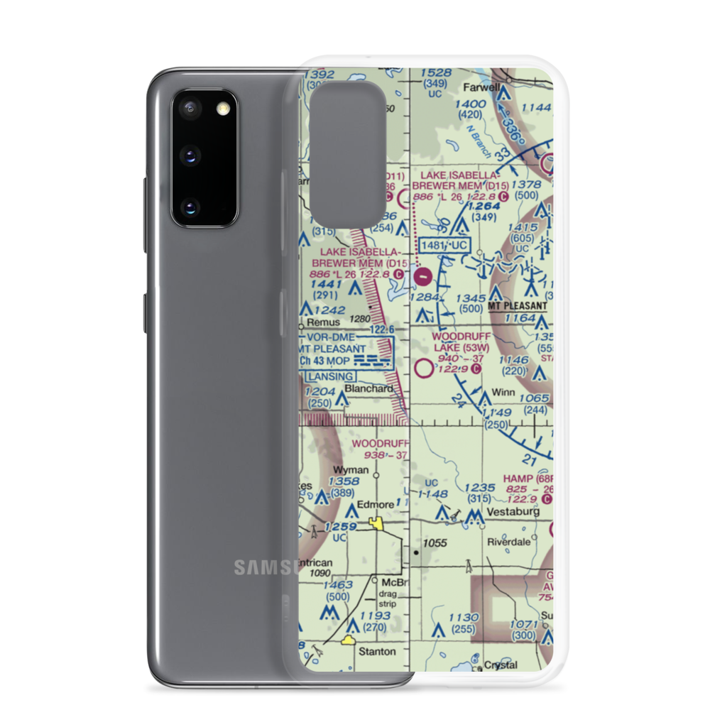 Woodruff Lake Airport (53W) VFR Sectional Samsung Case Samsung Galaxy S20 model shown