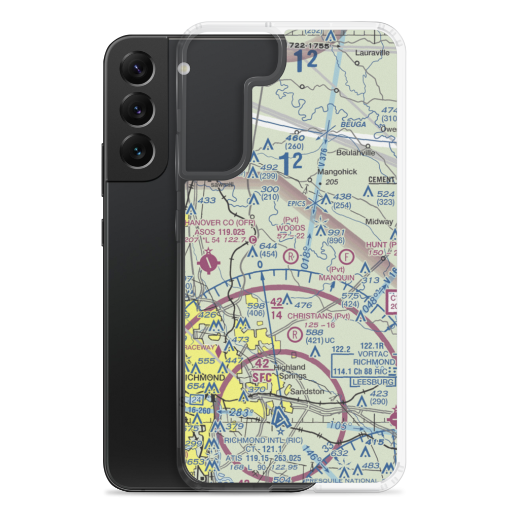 Woods Farm Airstrip (VA50) VFR Sectional Samsung Case Samsung Galaxy S22 Plus model shown