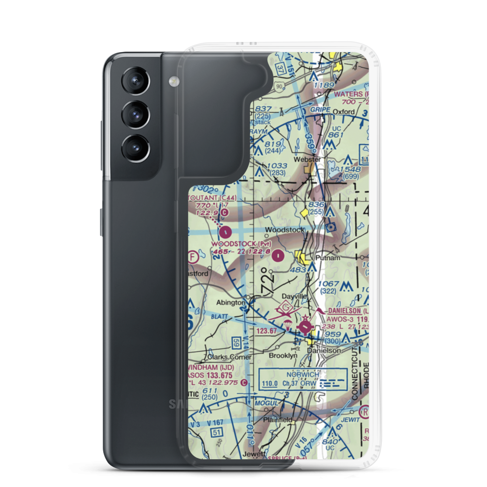 Woodstock Airport (64CT) VFR Sectional Samsung Case Samsung Galaxy S21 model shown