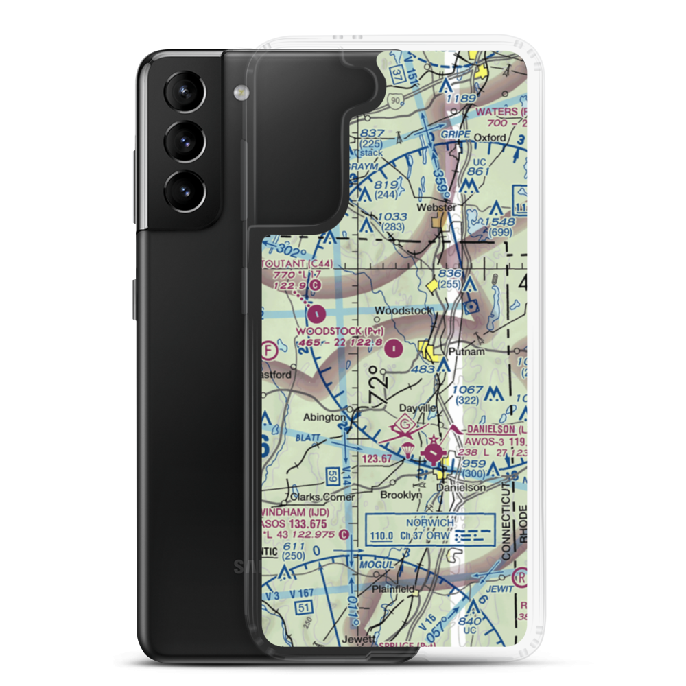 Woodstock Airport (64CT) VFR Sectional Samsung Case Samsung Galaxy S21 Plus model shown
