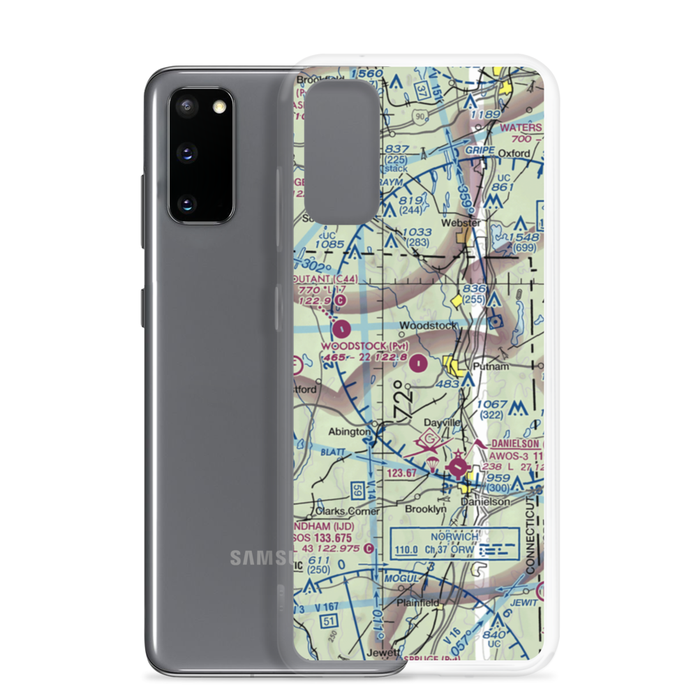 Woodstock Airport (64CT) VFR Sectional Samsung Case Samsung Galaxy S20 model shown