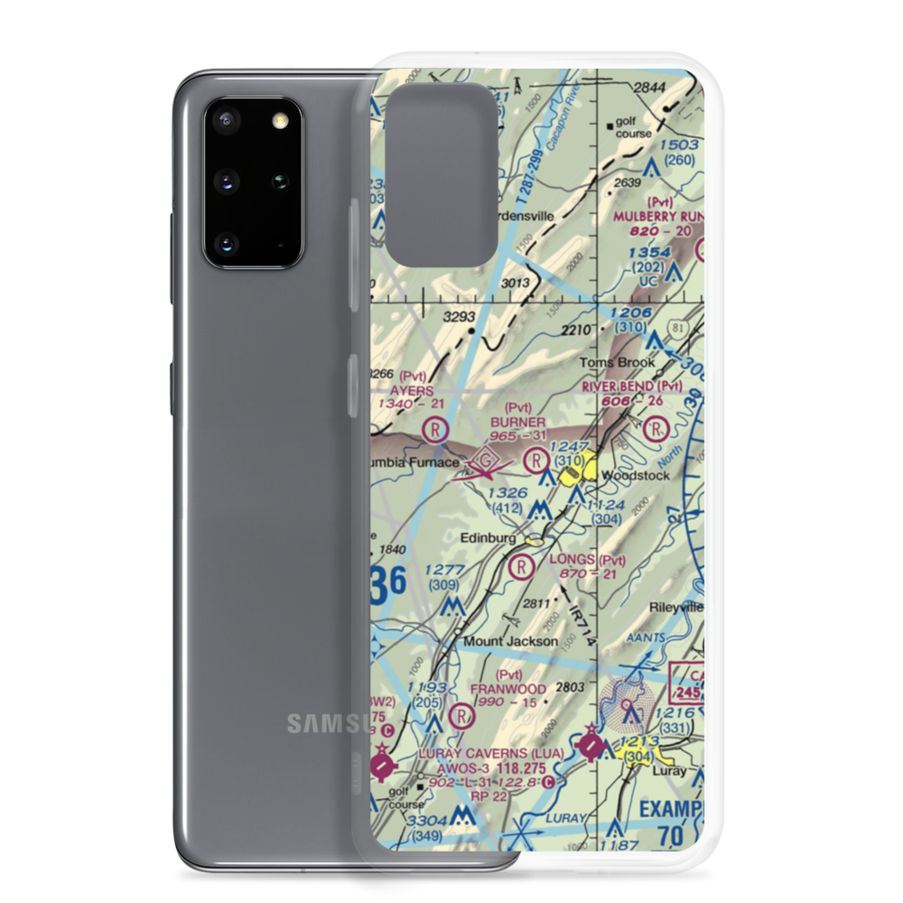 Woodstock Airport (VG55) VFR Sectional Samsung Case Samsung Galaxy S20 Plus model shown