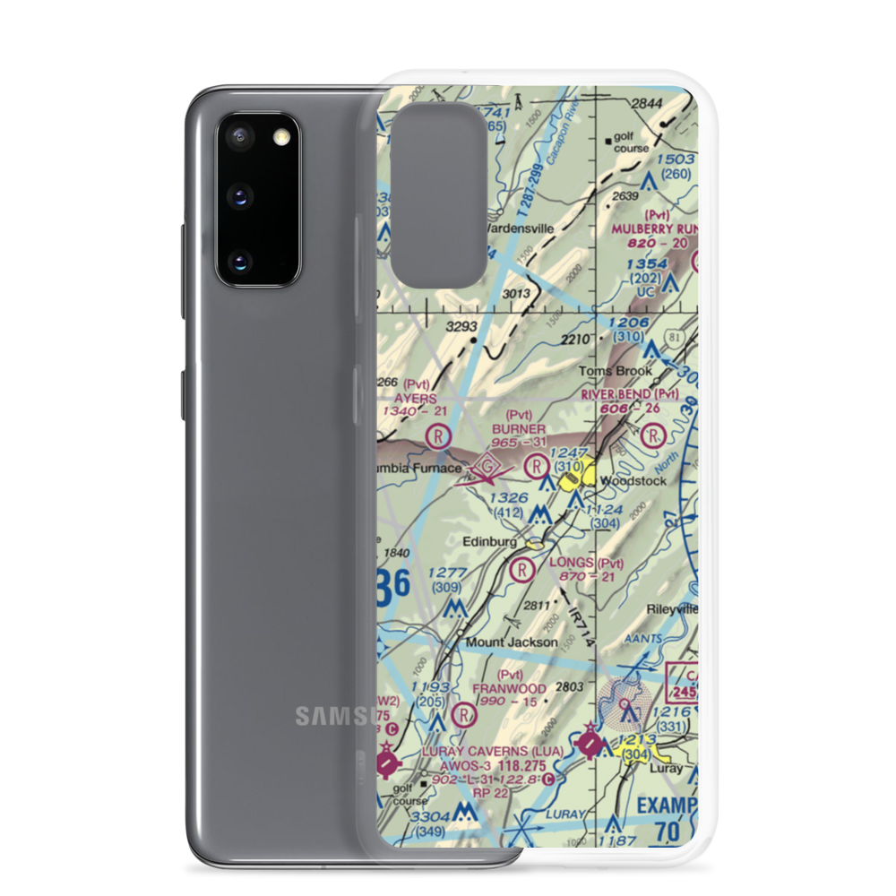 Woodstock Airport (VG55) VFR Sectional Samsung Case Samsung Galaxy S20 model shown