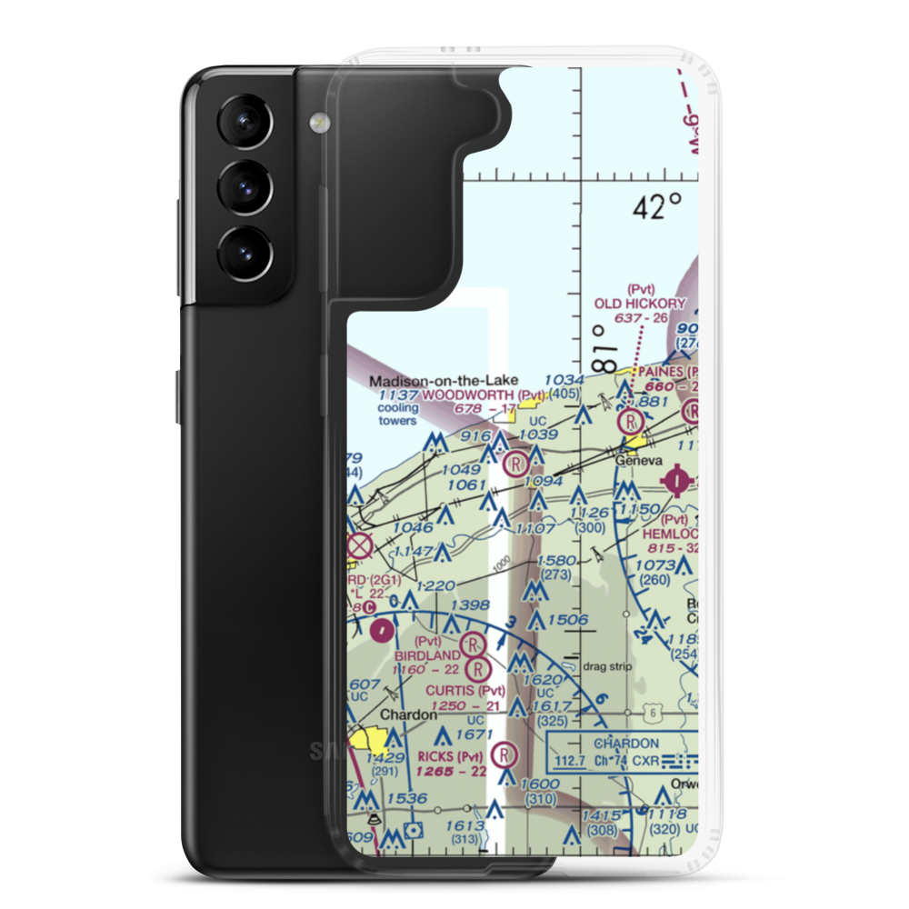 Woodworth Airport (OH03) VFR Sectional Samsung Case Samsung Galaxy S21 Plus model shown