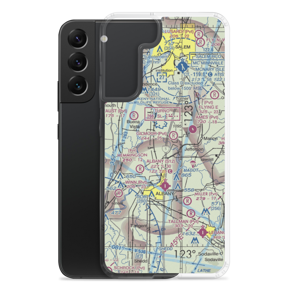 Wooldridge Agstrip Airport (9OR8) VFR Sectional Samsung Case Samsung Galaxy S22 Plus model shown