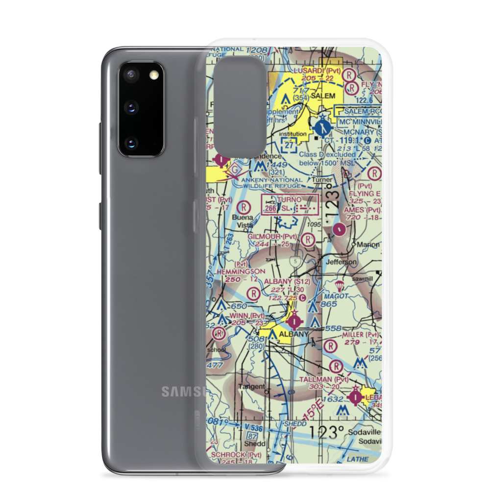 Wooldridge Agstrip Airport (9OR8) VFR Sectional Samsung Case Samsung Galaxy S20 model shown