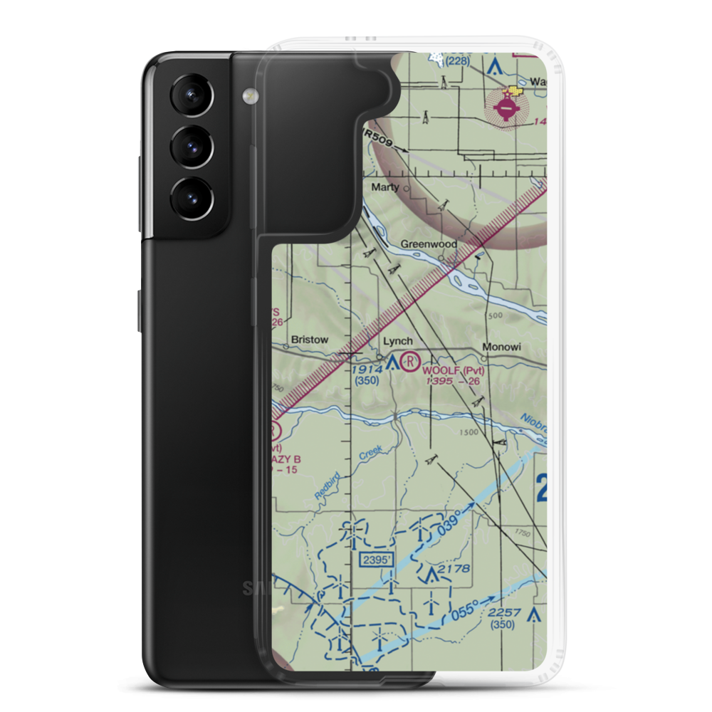 Woolf Brothers Airport (NE06) VFR Sectional Samsung Case Samsung Galaxy S21 Plus model shown