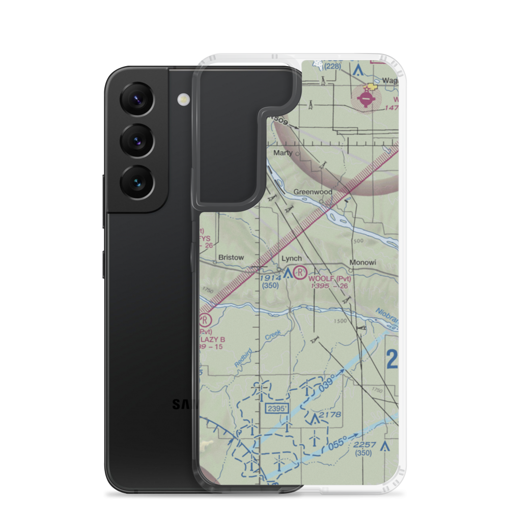Woolf Brothers Airport (NE06) VFR Sectional Samsung Case Samsung Galaxy S22 model shown