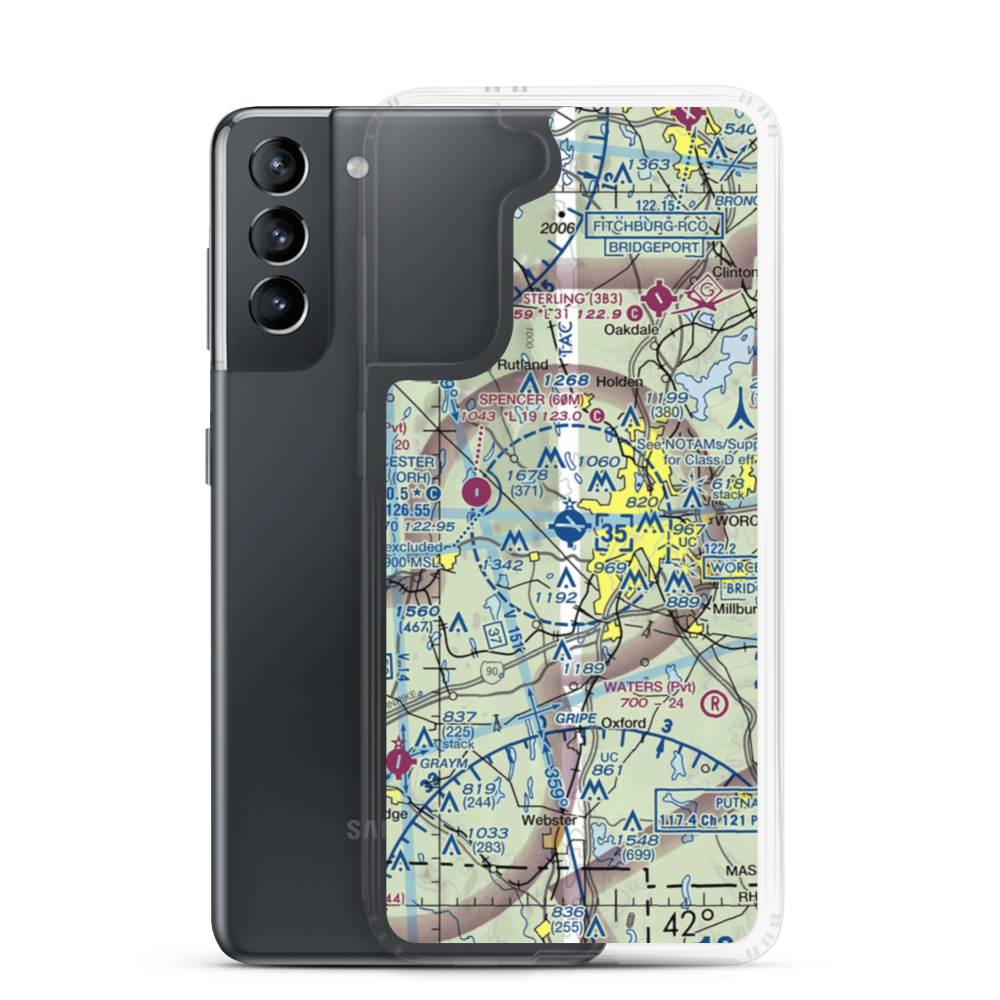 Worcester Regional Airport (ORH) VFR Sectional Samsung Case Samsung Galaxy S21 model shown