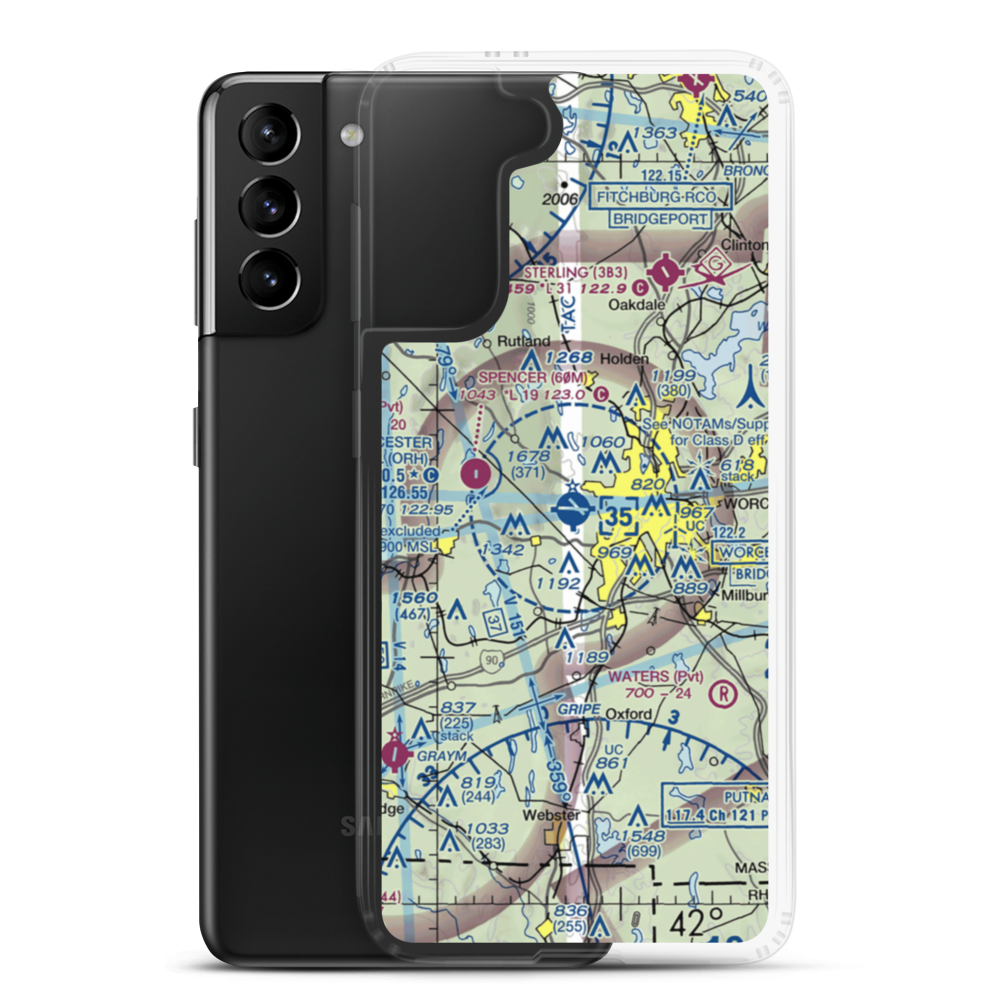 Worcester Regional Airport (ORH) VFR Sectional Samsung Case Samsung Galaxy S21 Plus model shown
