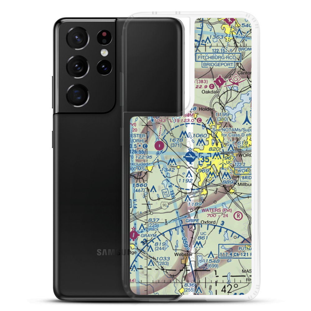 Worcester Regional Airport (ORH) VFR Sectional Samsung Case Samsung Galaxy S21 Ultra model shown