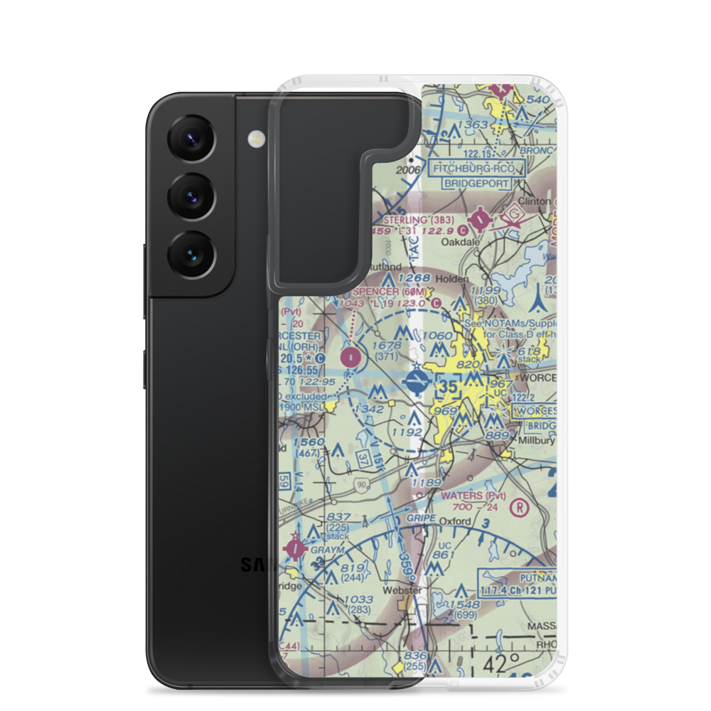 Worcester Regional Airport (ORH) VFR Sectional Samsung Case Samsung Galaxy S22 model shown