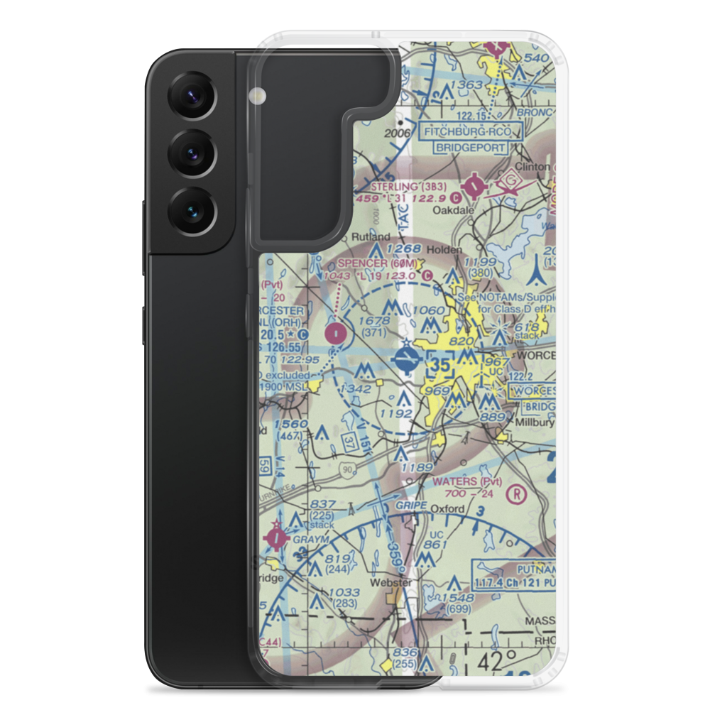 Worcester Regional Airport (ORH) VFR Sectional Samsung Case Samsung Galaxy S22 Plus model shown