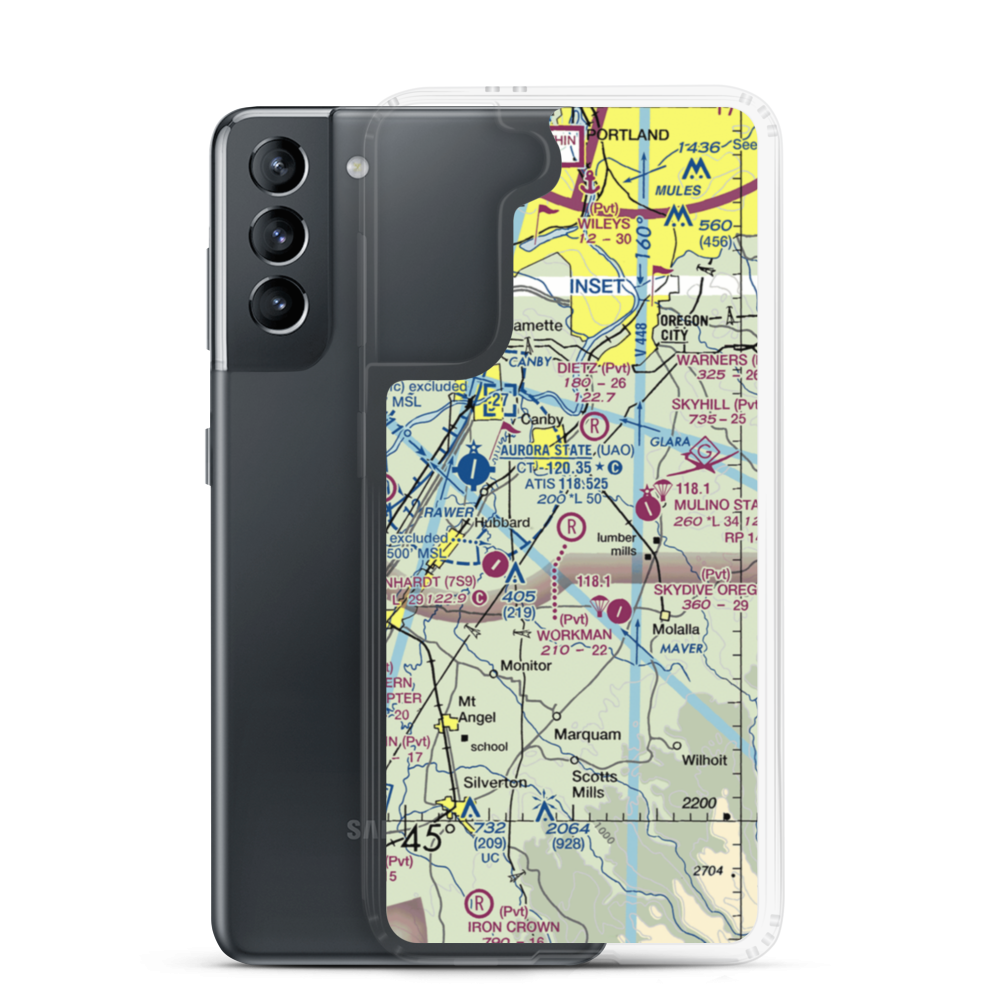 Workman Airpark (OR41) VFR Sectional Samsung Case Samsung Galaxy S21 model shown