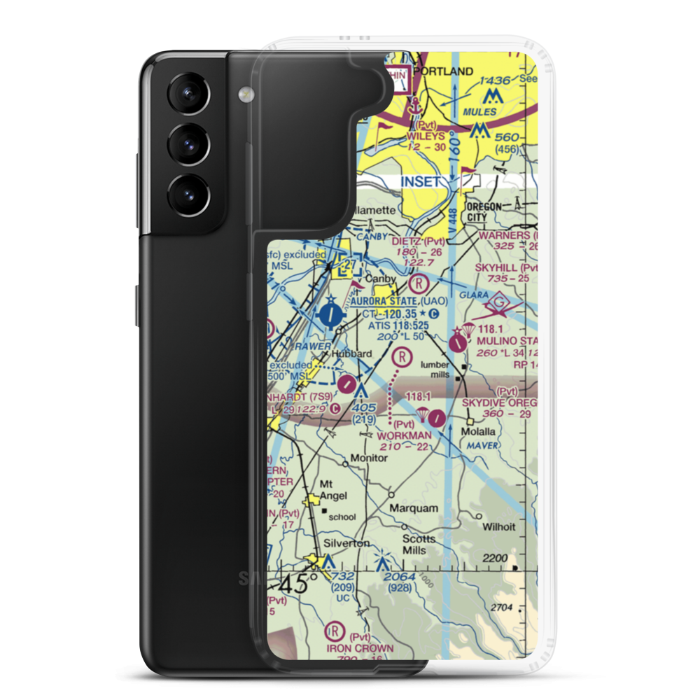 Workman Airpark (OR41) VFR Sectional Samsung Case Samsung Galaxy S21 Plus model shown