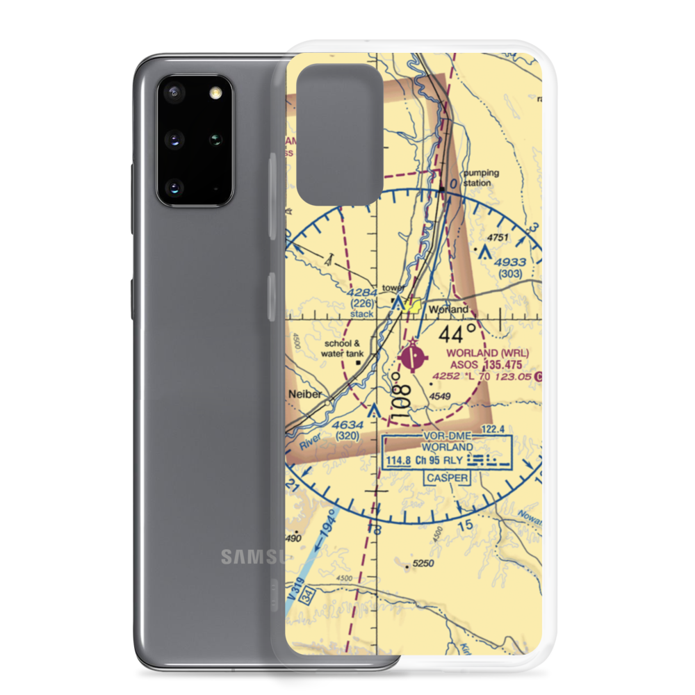 Worland Municipal Airport (WRL) VFR Sectional Samsung Case Samsung Galaxy S20 Plus model shown
