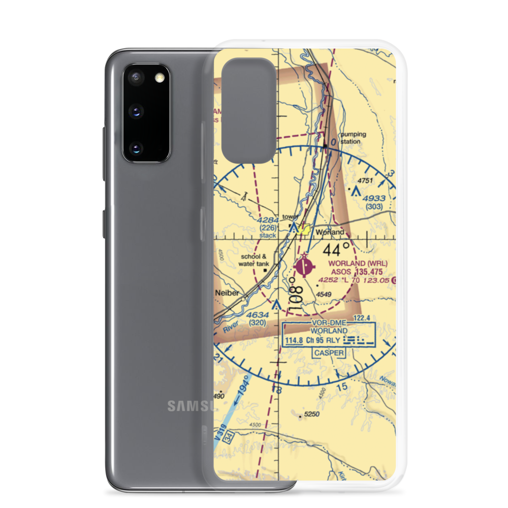Worland Municipal Airport (WRL) VFR Sectional Samsung Case Samsung Galaxy S20 model shown