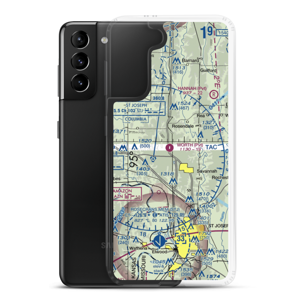 Worth Airport (9MO4) VFR Sectional Samsung Case Samsung Galaxy S21 Plus model shown