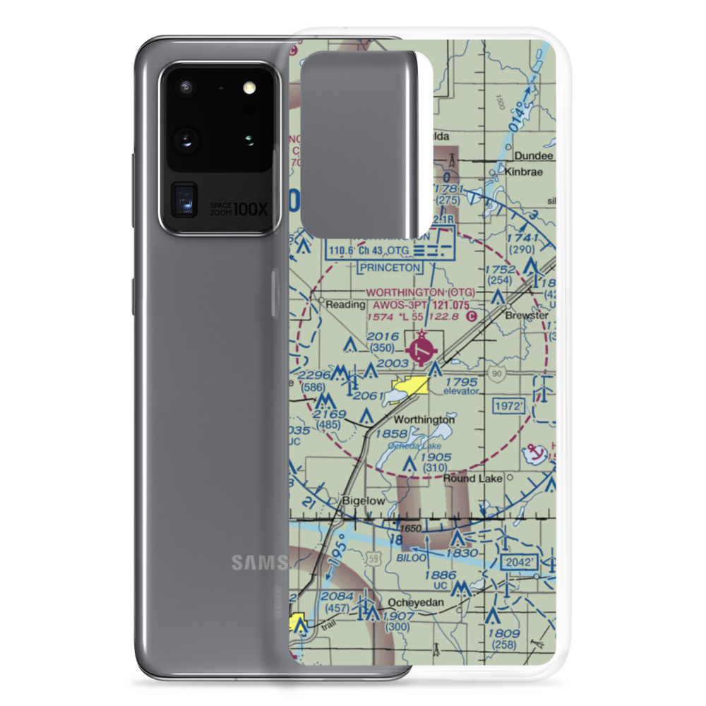Worthington Municipal Airport (OTG) VFR Sectional Samsung Case Samsung Galaxy S20 Ultra model shown