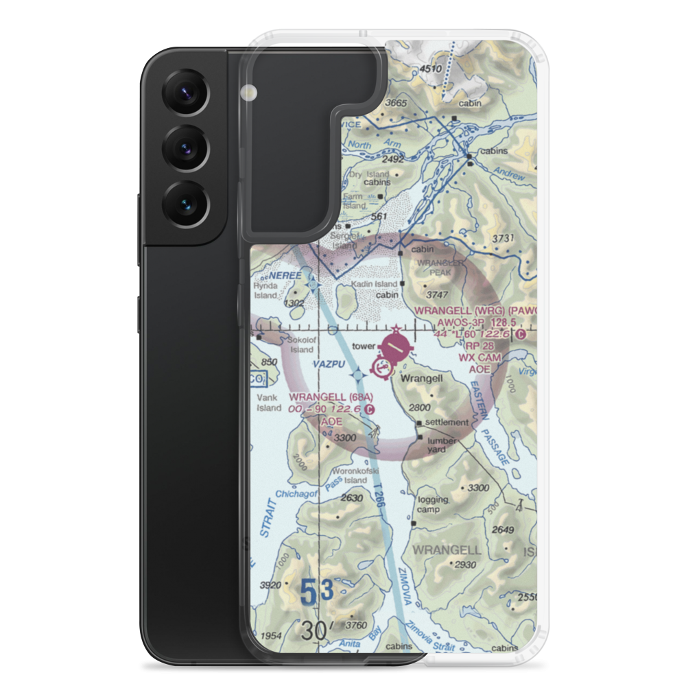 Wrangell Airport (WRG) VFR Sectional Samsung Case Samsung Galaxy S22 Plus model shown