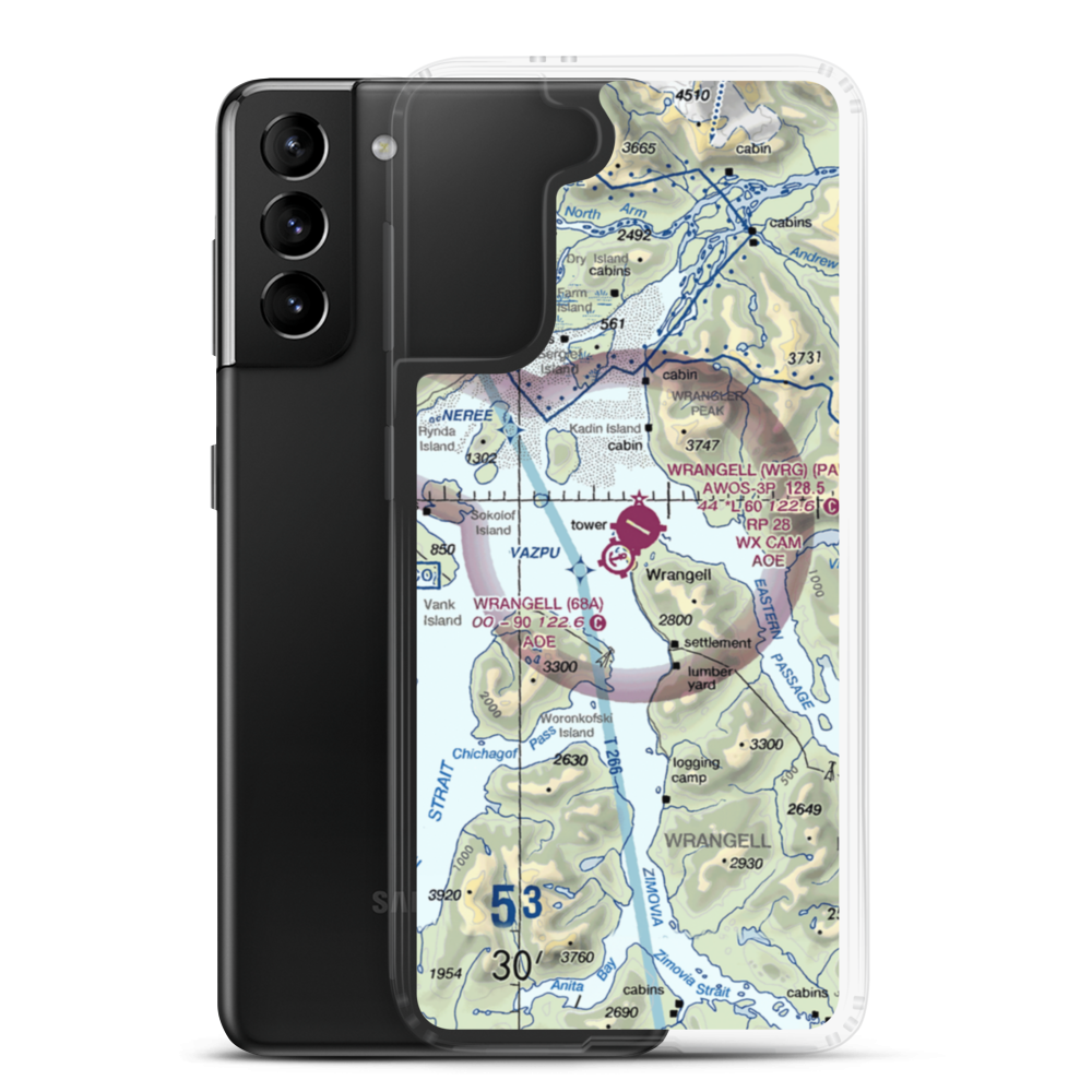 Wrangell Seaplane Base (68A) VFR Sectional Samsung Case Samsung Galaxy S21 Plus model shown