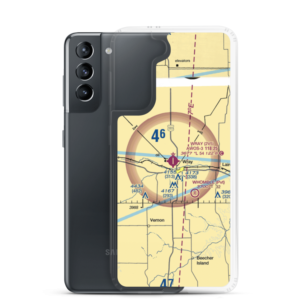 Wray Municipal Airport (2V5) VFR Sectional Samsung Case Samsung Galaxy S21 model shown