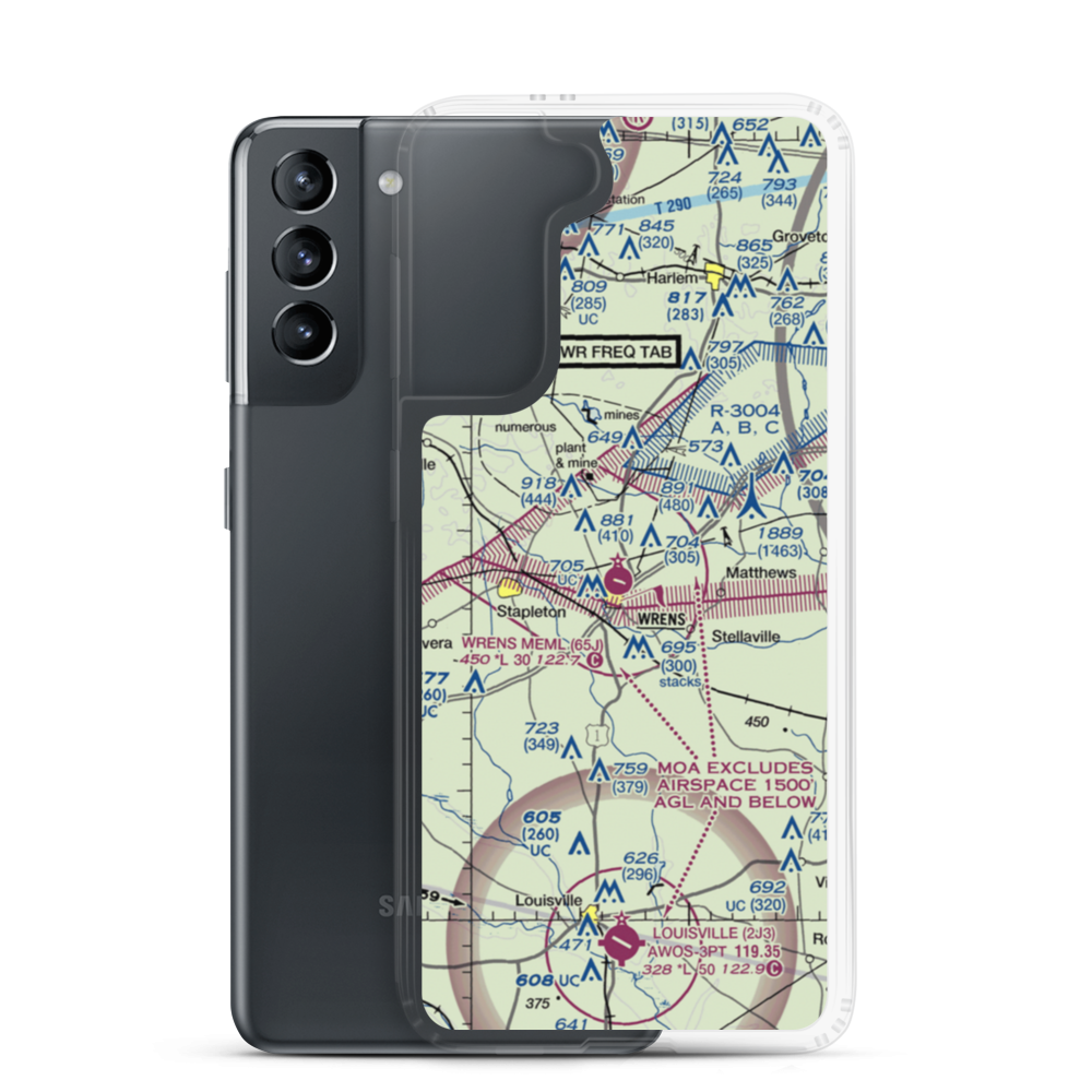 Wrens Memorial Airport (65J) VFR Sectional Samsung Case Samsung Galaxy S21 model shown