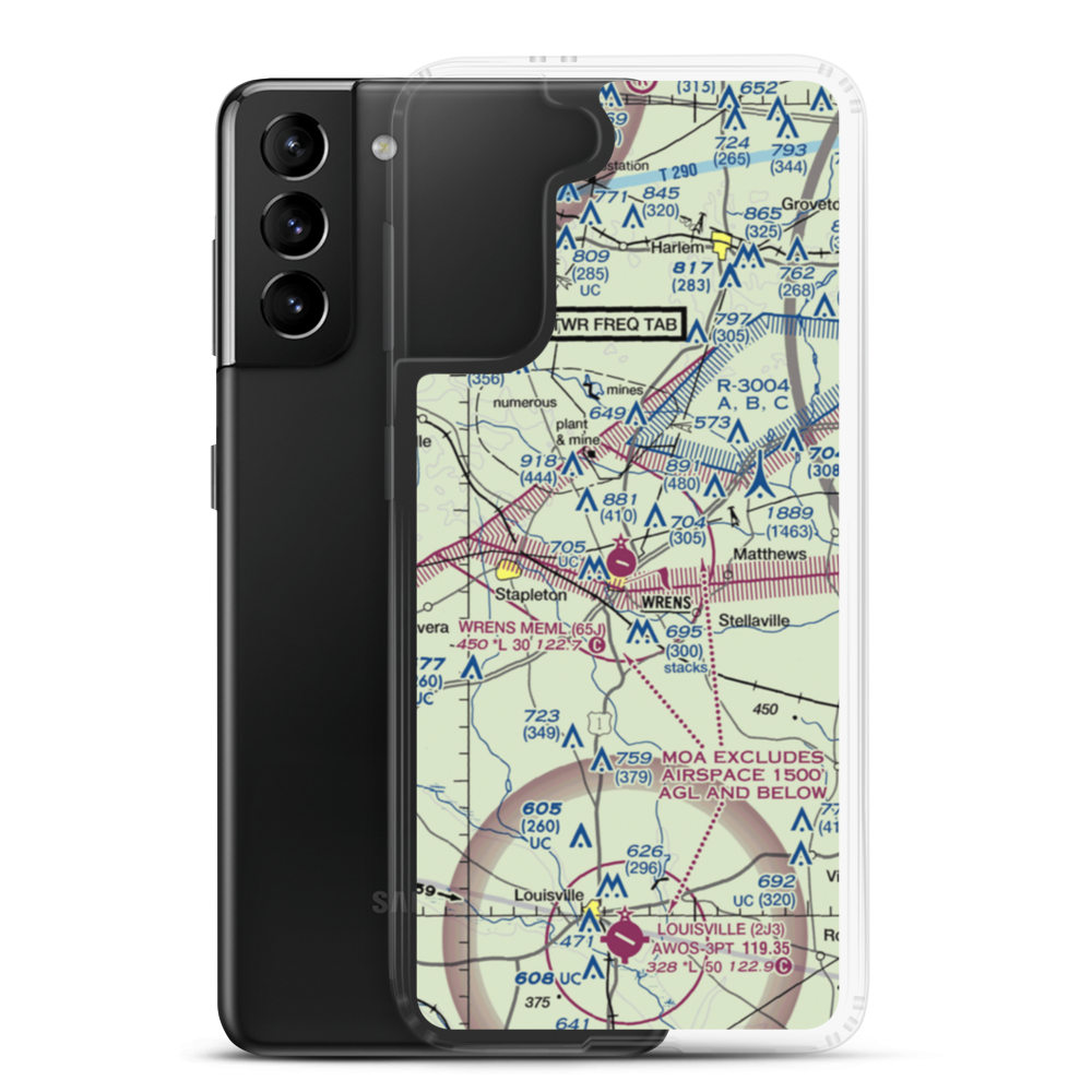 Wrens Memorial Airport (65J) VFR Sectional Samsung Case Samsung Galaxy S21 Plus model shown