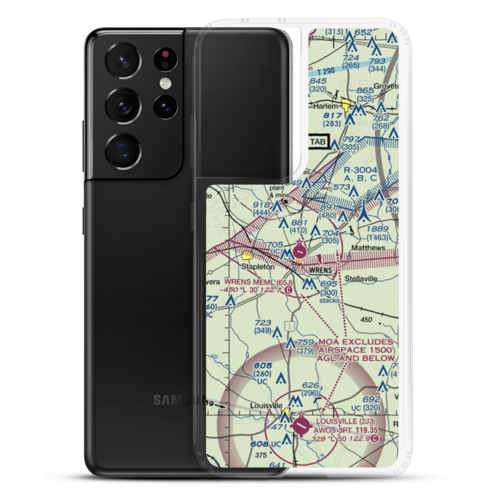 Wrens Memorial Airport (65J) VFR Sectional Samsung Case Samsung Galaxy S21 Ultra model shown