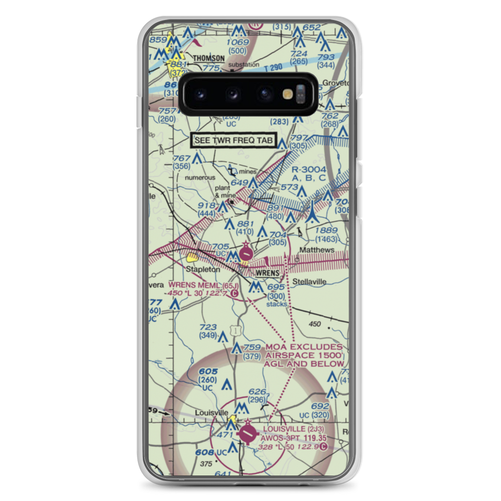 Wrens Memorial Airport (65J) VFR Sectional Samsung Case Samsung Galaxy S10+ model shown