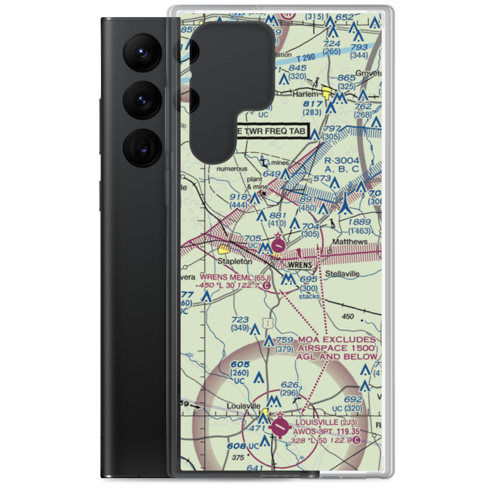 Wrens Memorial Airport (65J) VFR Sectional Samsung Case Samsung Galaxy S22 Ultra model shown