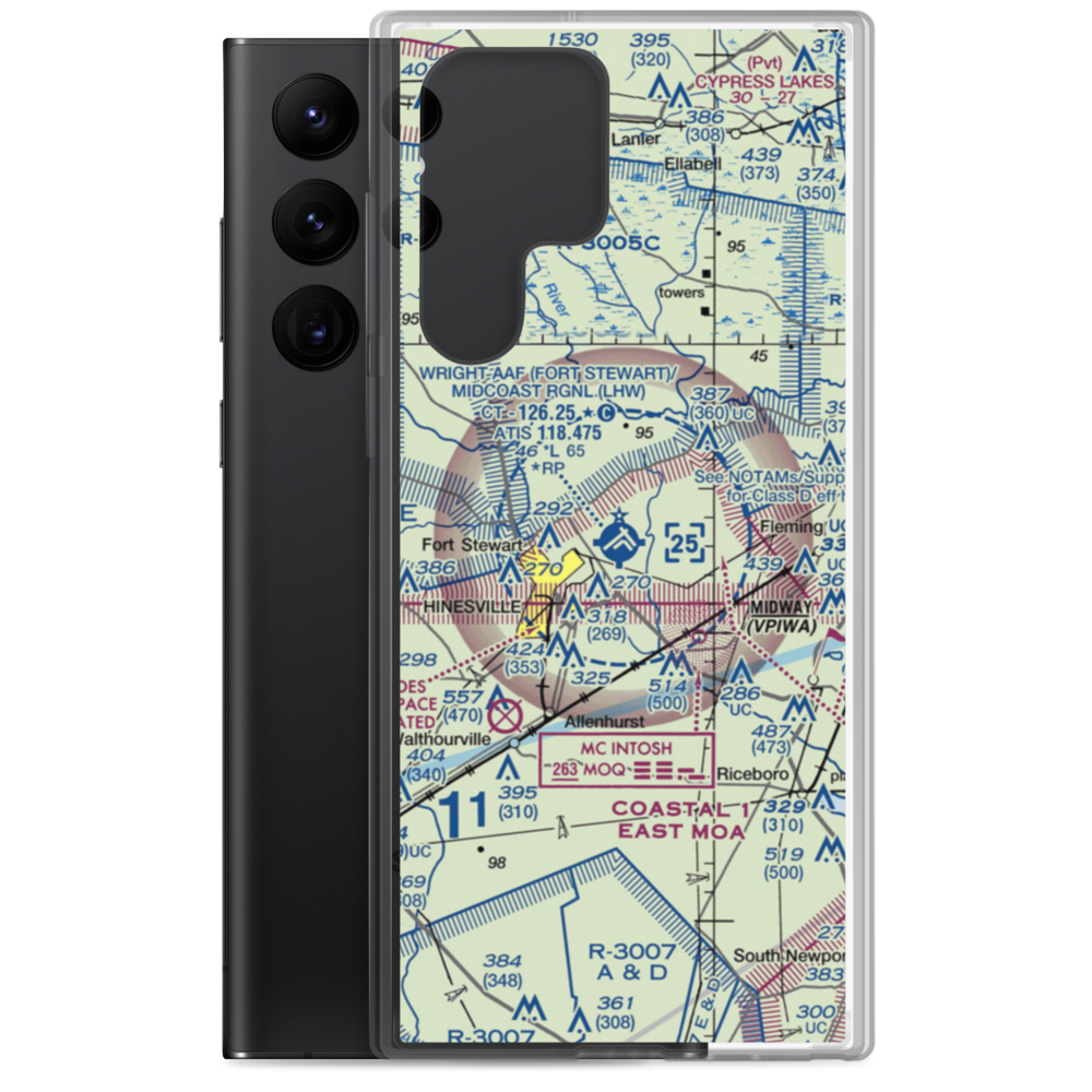 Wright AAF (Fort Stewart)/Midcoast Regional Airport (LHW) VFR Sectional Samsung Case Samsung Galaxy S22 Ultra model shown