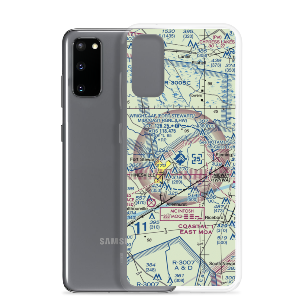 Wright AAF (Fort Stewart)/Midcoast Regional Airport (LHW) VFR Sectional Samsung Case Samsung Galaxy S20 model shown