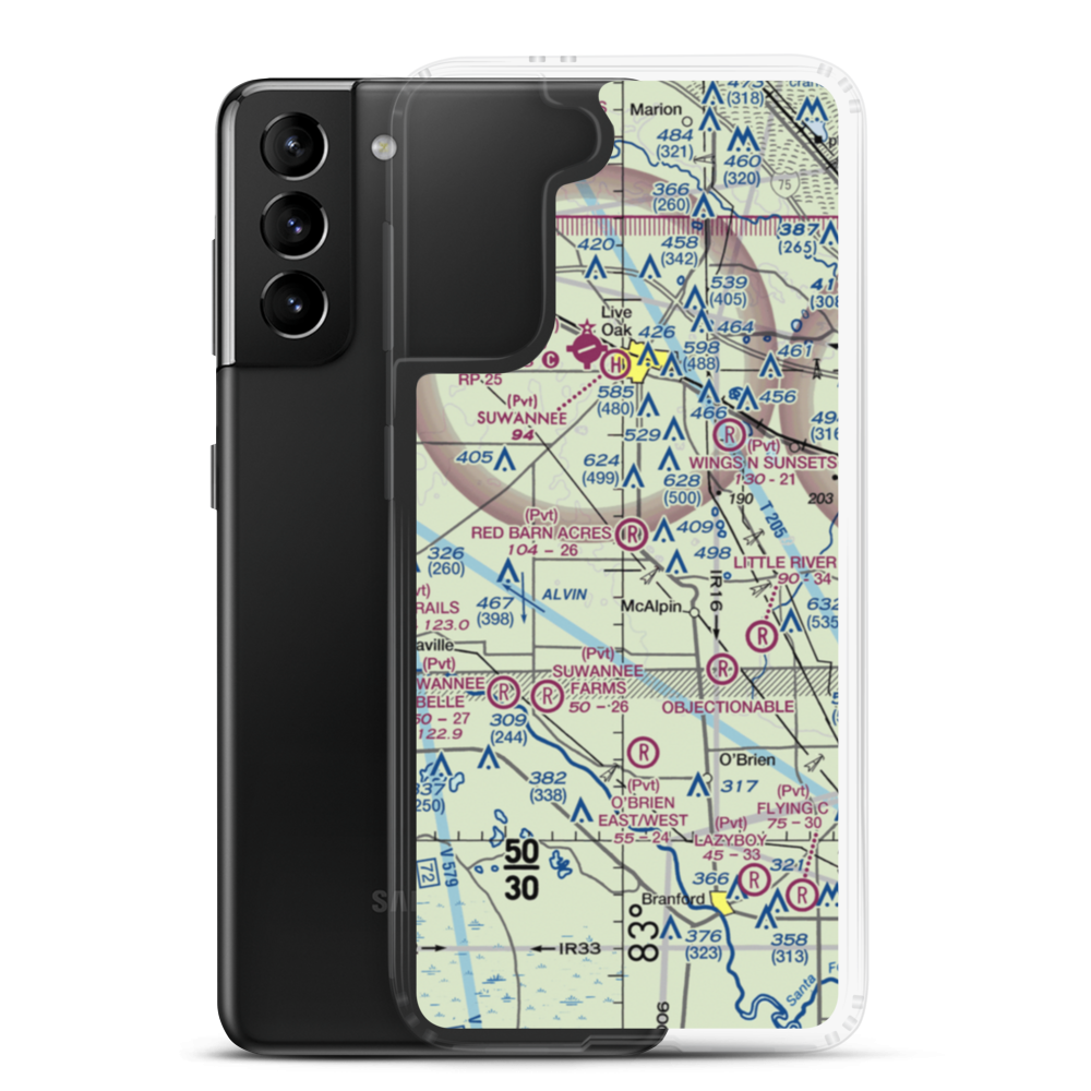 Wright Farms Airport (FD61) VFR Sectional Samsung Case Samsung Galaxy S21 Plus model shown
