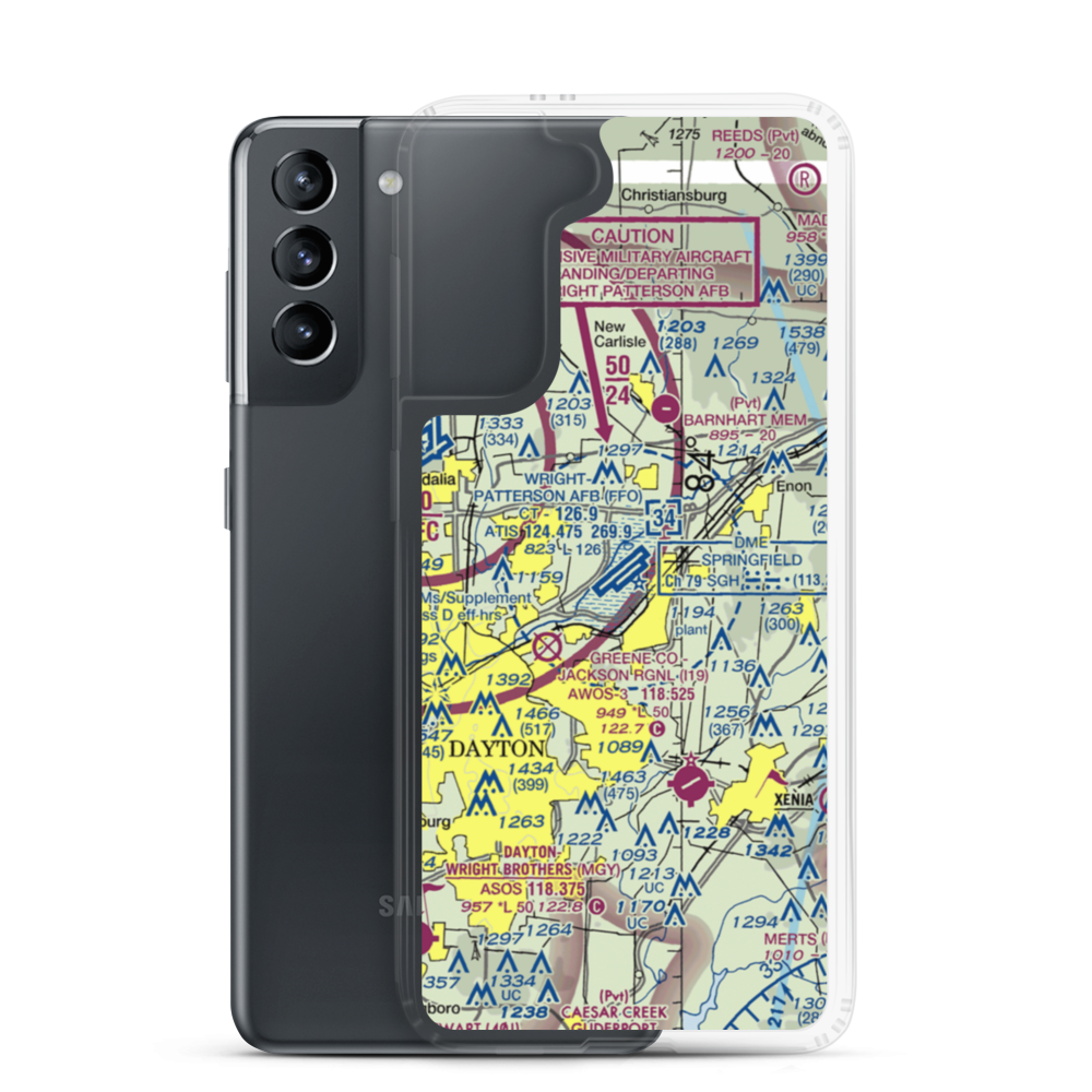 Wright-Patterson Air Force Base (FFO) VFR Sectional Samsung Case Samsung Galaxy S21 model shown