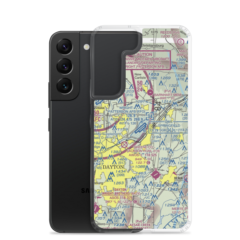 Wright-Patterson Air Force Base (FFO) VFR Sectional Samsung Case Samsung Galaxy S22 model shown