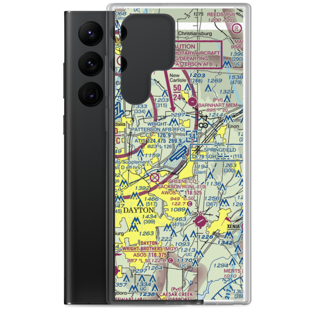 Wright-Patterson Air Force Base (FFO) VFR Sectional Samsung Case Samsung Galaxy S22 Ultra model shown