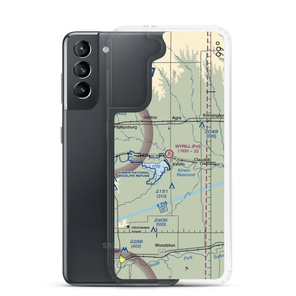 Wyrill Farming Airport (25KS) VFR Sectional Samsung Case Samsung Galaxy S21 model shown