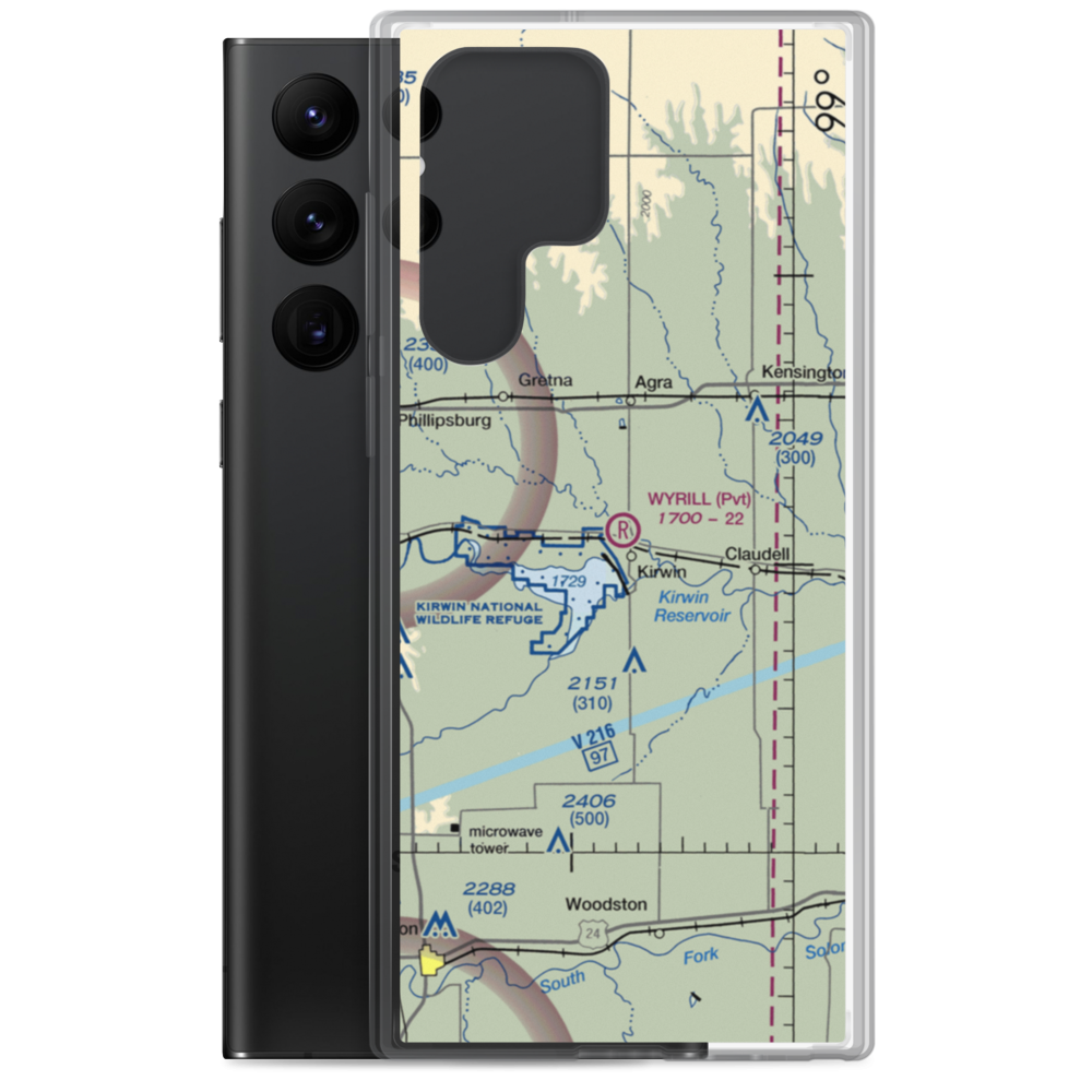 Wyrill Farming Airport (25KS) VFR Sectional Samsung Case Samsung Galaxy S22 Ultra model shown