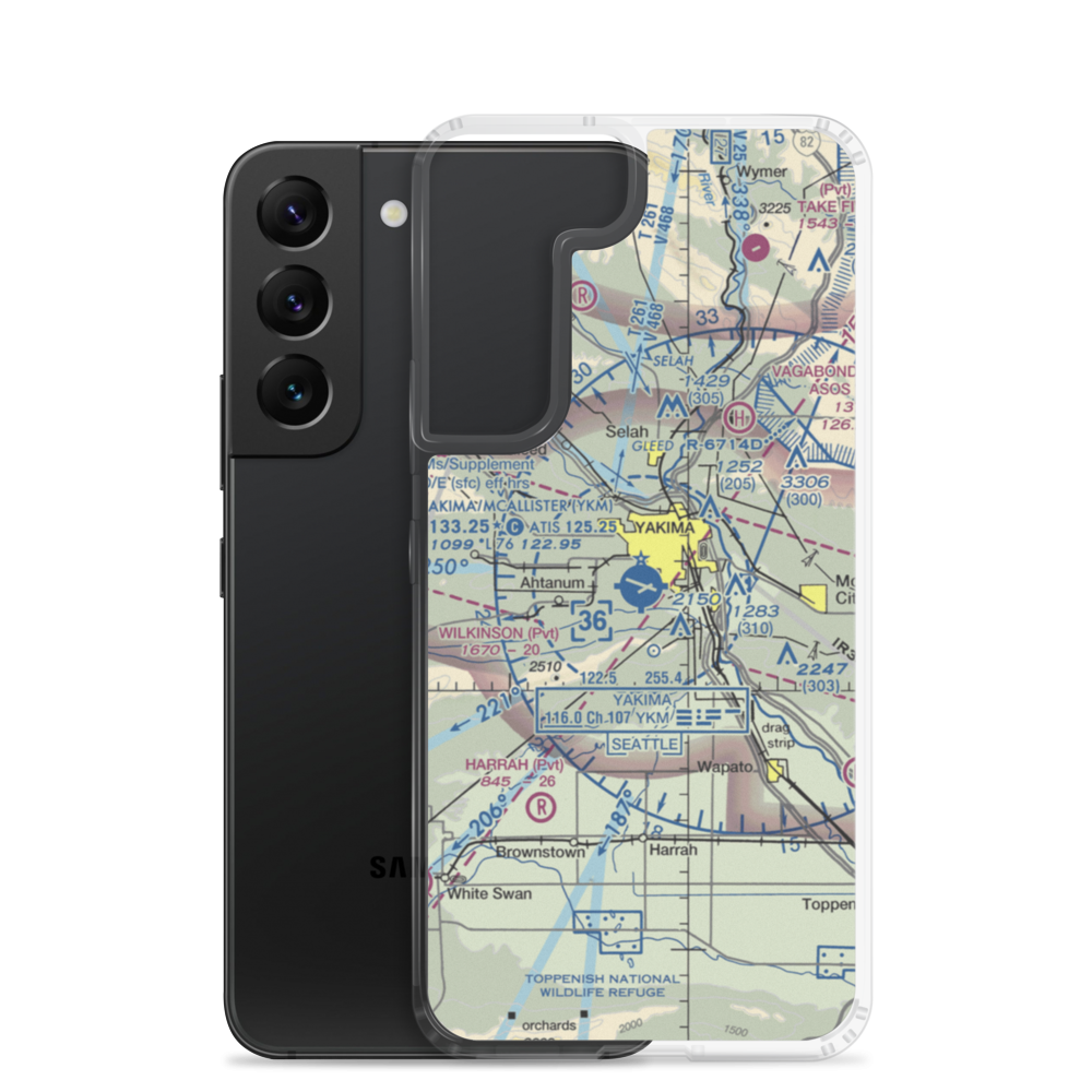 Yakima Air Terminal McAllister Field (YKM) VFR Sectional Samsung Case Samsung Galaxy S22 model shown