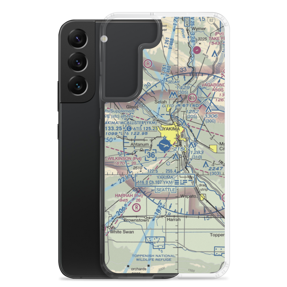 Yakima Air Terminal McAllister Field (YKM) VFR Sectional Samsung Case Samsung Galaxy S22 Plus model shown