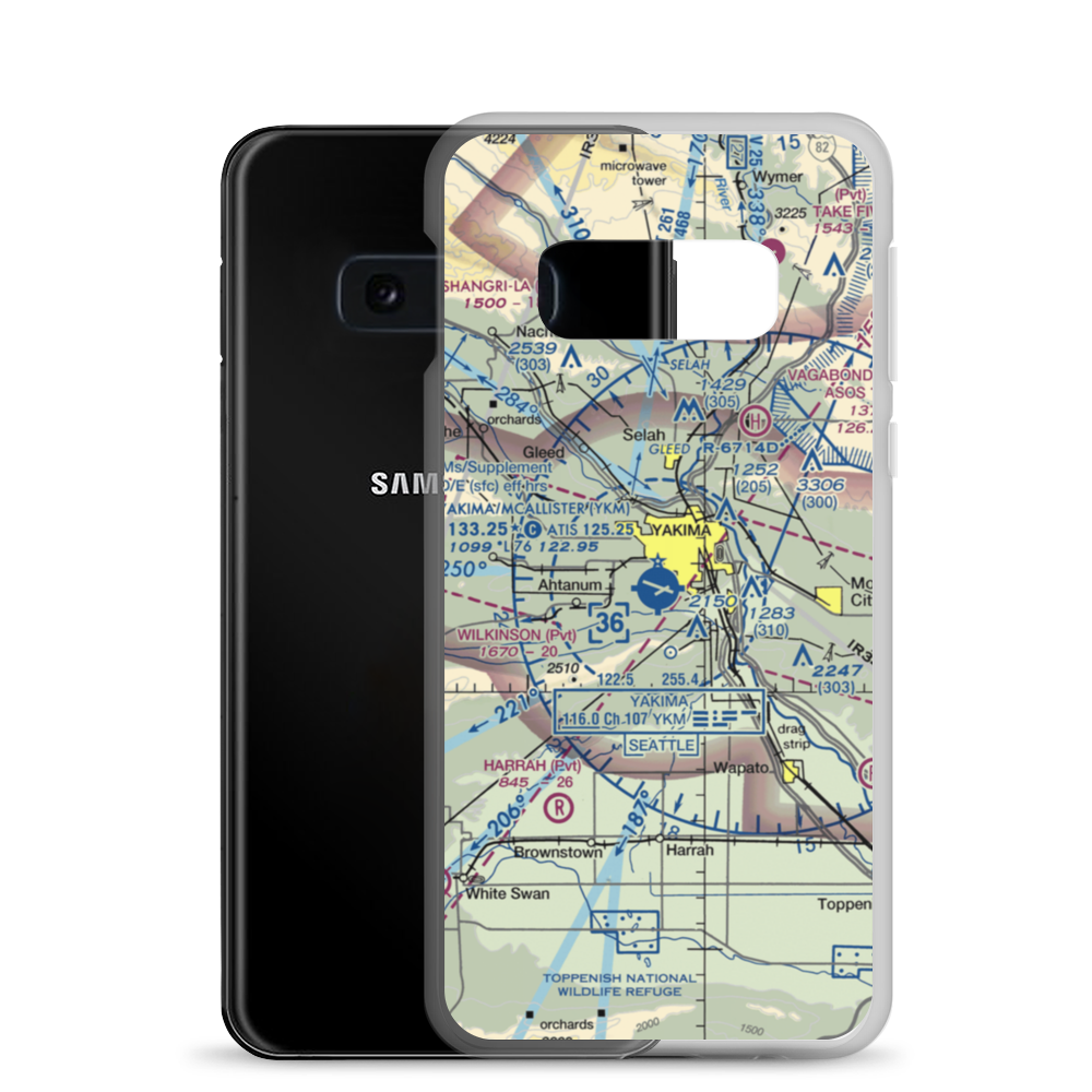 Yakima Air Terminal McAllister Field (YKM) VFR Sectional Samsung Case Samsung Galaxy S10e model shown
