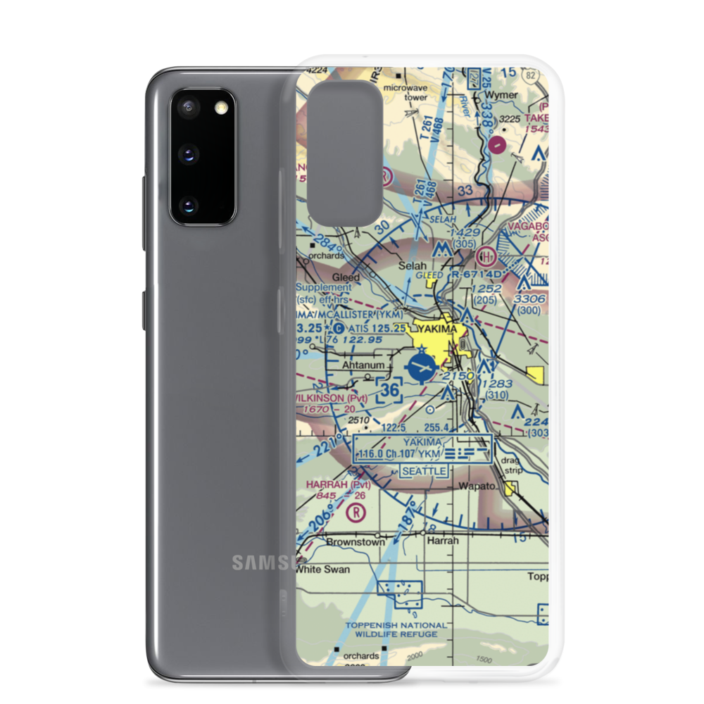Yakima Air Terminal McAllister Field (YKM) VFR Sectional Samsung Case Samsung Galaxy S20 model shown