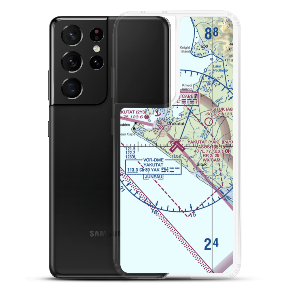 Yakutat Airport (YAK) VFR Sectional Samsung Case Samsung Galaxy S21 Ultra model shown